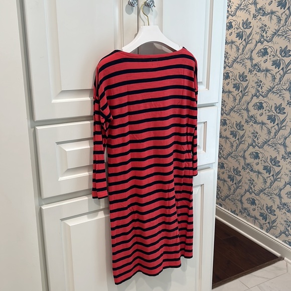 RED AND NAVY STRIPED MINI DRESS W/ 3/4 LENGTH SLEEVES - Picture 4 of 4